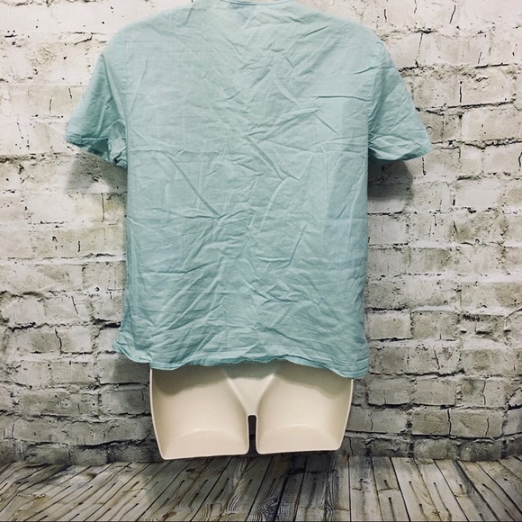 Asos Green Lace Ruffle Short Sleeve Button Up - Picture 3 of 5